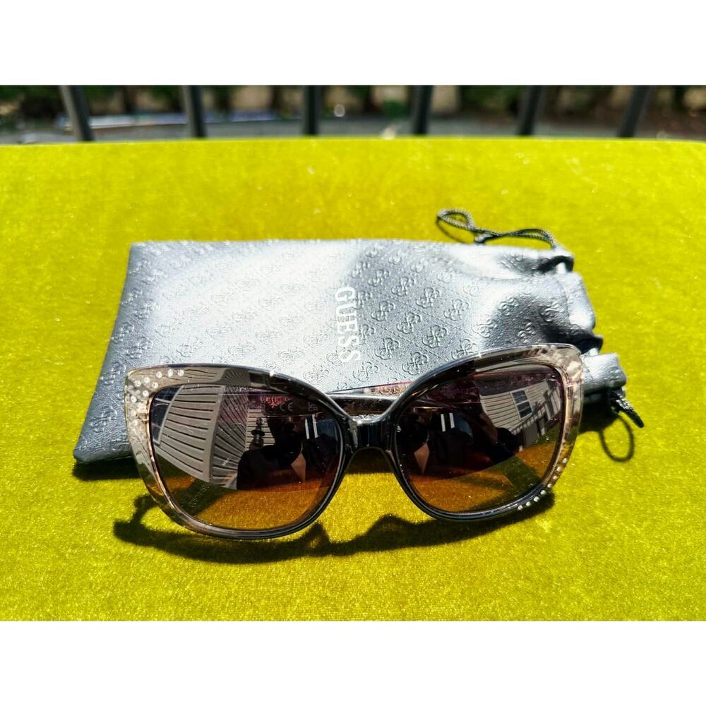 Guess Embellished Cat-Eye Sunglasses - Tortoise/Brown With Crystal, NEW